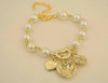 Heart & D with Floral Imitation Pearl Love Heart Bracelet