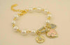 Heart & D with Floral Imitation Pearl Love Heart Bracelet